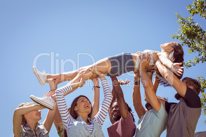 Pretty brunette crowd surfing