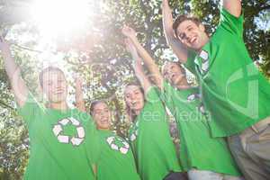 Happy environmental activists in the park