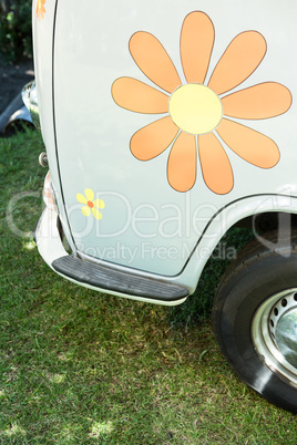 Flower sticker on side of van