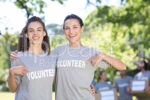 Happy volunteers in the park