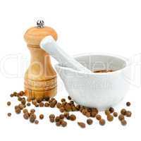 kitchen equipment for grinding spices isolated on a white backgr