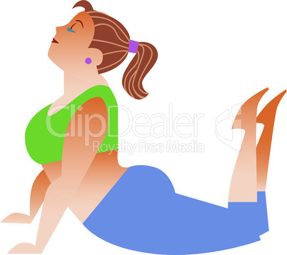 Normal a little fat woman doing yoga