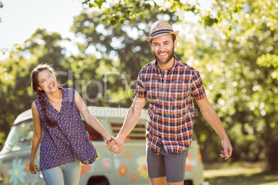 Hipster couple having fun together