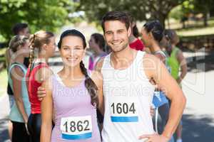 Fit friends before race in park