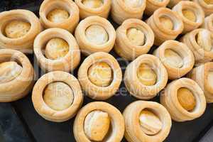 Pastry case of vol-au-vent