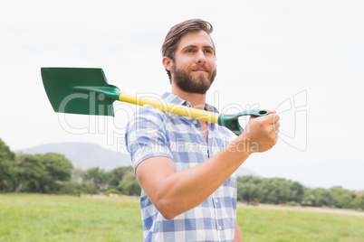 Happy man with his shovel