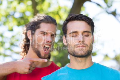 Tough trainer shouting at his client