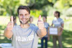 Happy volunteer in the park