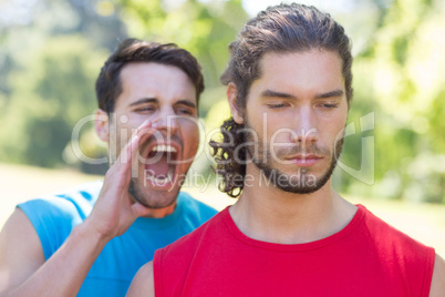 Tough trainer shouting at his client