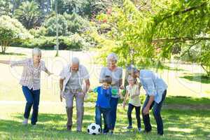 Happy family playing at the ball