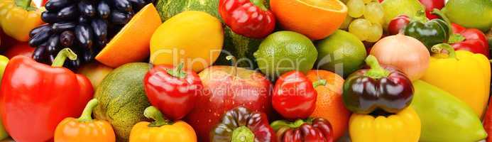 bright background of fruits and vegetables