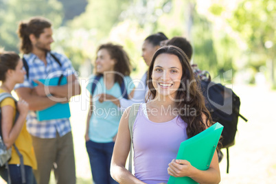 Smiling students on college campus