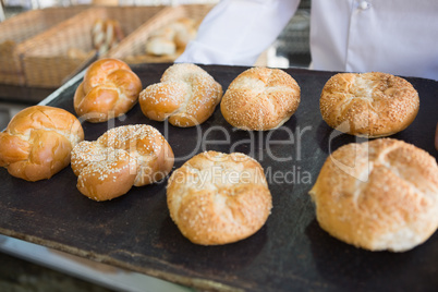 Close up of tray with bread