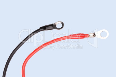 Two Wire Red and Black Isolated on Blue