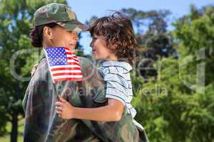 Soldier reunited with her son