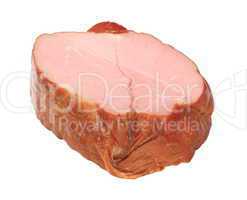 piece of boiled and smoked meat isolated