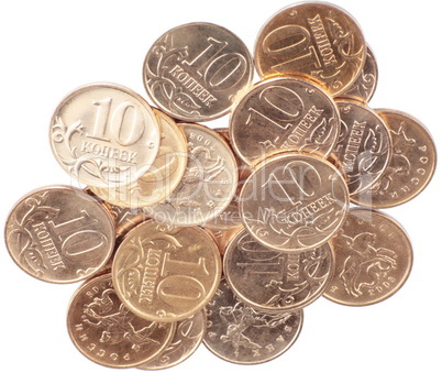 scattering of coins close up