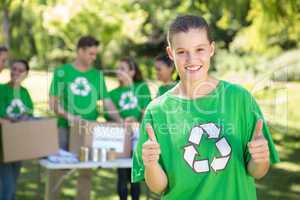 Happy environmental activists in the park