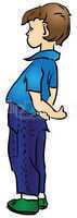 Cartoon boy in blue pants