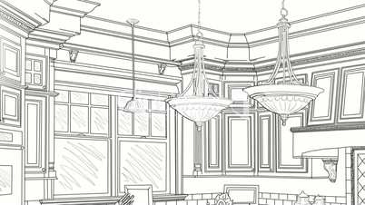 Custom Kitchen Drawing Panning to Reveal Finished Design