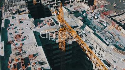 Flying Above Unfinished Building, aerial view