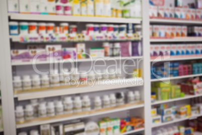 Close up of shelves of drugs