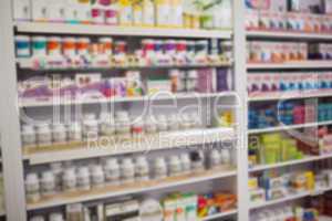 Close up of shelves of drugs