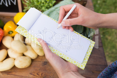 Woman checking her shopping list