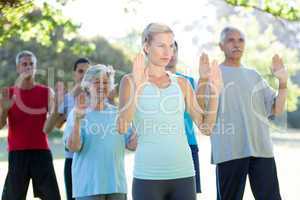 Athletic group showing their hands