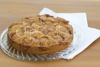 Apple pie on glass plate
