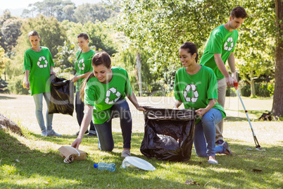 Environmental activists picking up trash