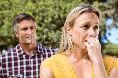 Couple having an argument in the park