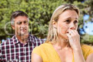 Couple having an argument in the park