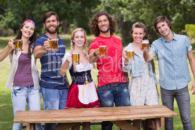 Group of friends celebrating oktoberfest