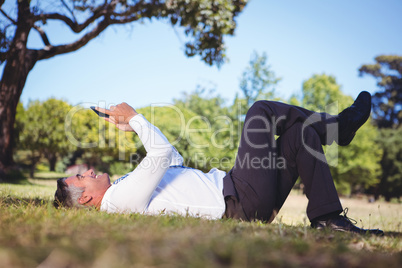 Businessman relaxing in the park