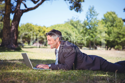 Businessman relaxing in the park