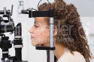 Woman doing eye test