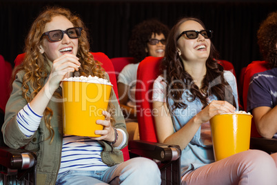 Young friends watching a 3d film