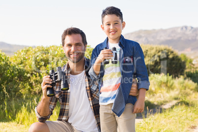 Father and son on a hike together