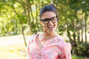 Pretty brunette with hipster glasses