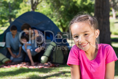 Happy family on a camping trip