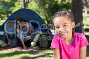 Happy family on a camping trip