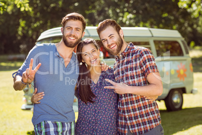 Hipster friends smiling at camera