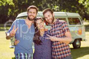 Hipster friends smiling at camera