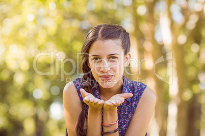 Pretty hipster smiling at camera