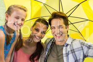 Happy family in the park together