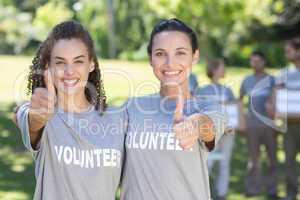 Happy volunteers in the park