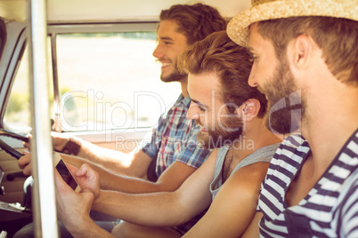 Hipster friends on road trip