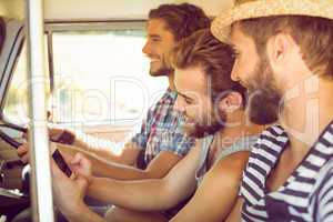 Hipster friends on road trip