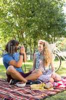 Cute couple having a picnic